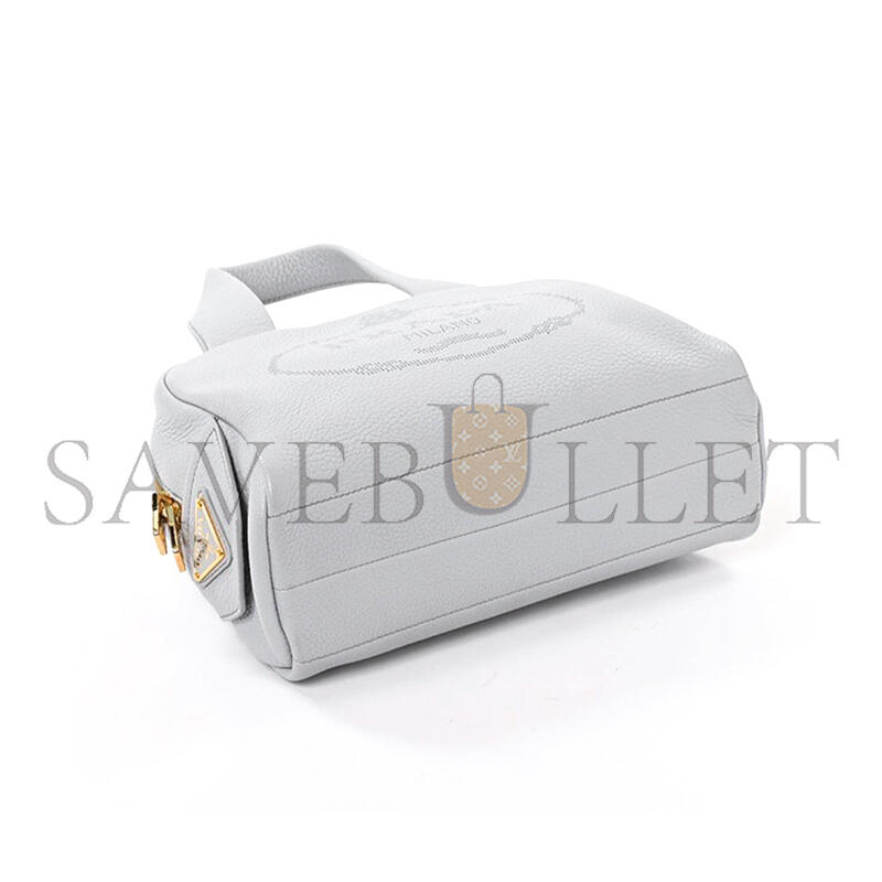 Pra*a 2way bag in calfskin, light grey leather 1bh078 (25*16*10cm)